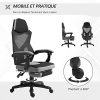 4111yJbYhML._AC_.jpg HOMCOM Fauteuil Gaming Chaise Gamer Dossier et Hauteur réglable roulettes pivotantes Repose-Pied Tissu Maille (Gris)