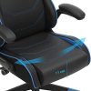 SONGMICS Fauteuil gamer, Chaise racing ergonomique, Siège de bureau pivotant, accoudoirs pliables, appui-tête amovible, hauteur réglable, acier, revêtement en PU, Noir et Bleu RCG014B01
