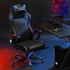 SONGMICS Fauteuil gamer, Chaise racing ergonomique, Siège de bureau pivotant, accoudoirs pliables, appui-tête amovible, hauteur réglable, acier, revêtement en PU, Noir et Bleu RCG014B01