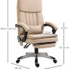 Vinsetto Fauteuil de bureau direction massant hauteur réglable dossier inclinable repose-pied coussin lombaires revêtement synthétique beige