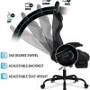 KASORIX Chaise Gaming Inclinable Chaise Bureau Ergonomique Fauteuil Gamer en Cuir PU Hauteur réglable Chaise Gamer avec Repose-Pieds et Massage Siege Gamer Oreiller Lombaire 8509-Noir