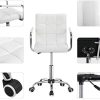 416ACZRrfaL._AC_.jpg Yaheetech Chaise de Bureau Fauteuil pour Chambre Siège à roulettes Pivotant Réglable Capacité Max.120kg avec Dossier Accoudoir Blanc