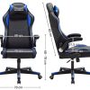 SONGMICS Fauteuil gamer, Chaise racing ergonomique, Siège de bureau pivotant, accoudoirs pliables, appui-tête amovible, hauteur réglable, acier, revêtement en PU, Noir et Bleu RCG014B01