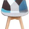 4198IfMpCEL._AC_.jpg Lot de 2/4/6 Chaises en Pacthwork Chaises de Salle à Manger Pieds en Bois Massif de hêtre (Bleu, 4)