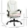 Fauteuil de Bureau Direction massant Chauffant Hauteur réglable Dossier inclinable Repose-Pied + Coussin lombaires intégrés revêtement synthétique (Blanc)