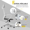 41AKZJ2TbML._AC_.jpg Vinsetto Fauteuil de bureau ergonomique en velours - 63 x 64 x 118-128 cm - gris clair