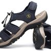 FLARUT Homme Sandales de Randonnée Orteil Fermé Crochet&Boucle De Plein air Randonnée Cuir Chaussures
