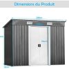 41Fpvs2KlEL._AC_.jpg RELAX4LIFE Abri de Jardin en Acier Galvanisée 238 x131x181cm, Cabane de Jardin des Outils en Tôle Galvanisée avec 4 Bouches de Ventilation, 2 Portes Coulissantes, Toit Incliné, Utilisation Extérieur