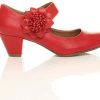 41GCMKZkQL._AC_.jpg Femmes Talon Moyen Large Babies Cuir doublé Confort Escarpin Chaussure Pointure