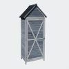 41JMfkbmlEL._AC_.jpg WilTec Armoire de Jardin en Bois Gris 77x53x179cm avec Porte & Toit en Pente avec Isolation bitumineuse