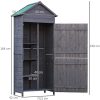 41MtksreK1L._AC_.jpg Outsunny Armoire abri de Jardin Remise pour Outils 3 étagères 2 Porte loquets Toit Pente bitumé 84L x 51l x 188H cm pin Massif traité Gris