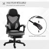 41TFEIbipL._AC_.jpg HOMCOM Fauteuil Gaming Chaise Gamer Dossier et Hauteur réglable roulettes pivotantes Repose-Pied Tissu Maille (Gris)