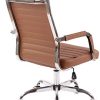 CLP Chaise De Bureau Amadora en Similicuir Ou Tissu avec roulettes I Fauteuil De Bureau Ergonomique Réglable en Hauteur I Dossier Et accoudoirs, Couleur:Brun Clair, matière:Similicuir