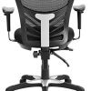SONGMICS Siège de Bureau Pivotant Fauteuil Ergonomique en Maille Respirant 3 leviers de Réglage, Support Lombaire, avec accoudoir réglable en polyuréthane, Dossier réglable en Hauteur, OBN52BK