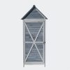 41YwSieQtgL._AC_.jpg WilTec Armoire de Jardin en Bois Gris 77x53x179cm avec Porte & Toit en Pente avec Isolation bitumineuse