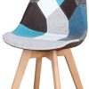 41ZNEUXg3nL._AC_.jpg Lot de 2/4/6 Chaises en Pacthwork Chaises de Salle à Manger Pieds en Bois Massif de hêtre (Bleu, 4)