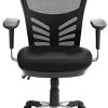 SONGMICS Siège de Bureau Pivotant Fauteuil Ergonomique en Maille Respirant 3 leviers de Réglage, Support Lombaire, avec accoudoir réglable en polyuréthane, Dossier réglable en Hauteur, OBN52BK