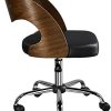 Yaheetech Chaise Bureau Bois Courbé Accoudoir Ergonomique Pivotantes Hauteur Réglable pour Salon Bar Salle de Séjour Chambre Studio Charge 136 kg Noir