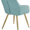 41d3MQlVqoL._AC_.jpg TecTake 800861 Lot de 2 Chaises de Salle à Manger Effet Velours Scandinave Pieds en Acier Dorés Élégant avec Accoudoirs – Diverses Couleurs (Turquoise)