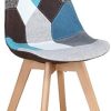 41eW2WIfbTL._AC_.jpg Lot de 2/4/6 Chaises en Pacthwork Chaises de Salle à Manger Pieds en Bois Massif de hêtre (Bleu, 4)