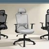 41edJrhOOWL._AC_.jpg Yaheetech Chaise Bureau Fauteuil Ergonomique en Maille Haut Dossier avec Appui-tête réglable Chaise d'Ordinateur Pivotante Charge Max 136kg Noir