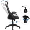 41ggP3USYtL._AC_.jpg SONGMICS Siège de Bureau Pivotant, Fauteuil Ergonomique en Maille Respirant, avec accoudoir Pliable en Mousse, Appui-tête réglable, OBN51BK