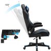 SONGMICS Fauteuil gamer, Chaise racing ergonomique, Siège de bureau pivotant, accoudoirs pliables, appui-tête amovible, hauteur réglable, acier, revêtement en PU, Noir et Bleu RCG014B01