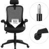 41hLZr5QMjL._AC_.jpg SONGMICS Siège de Bureau Pivotant, Fauteuil Ergonomique en Maille Respirant, avec accoudoir Pliable en Mousse, Appui-tête réglable, OBN51BK