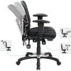 SONGMICS Siège de Bureau Pivotant Fauteuil Ergonomique en Maille Respirant 3 leviers de Réglage, Support Lombaire, avec accoudoir réglable en polyuréthane, Dossier réglable en Hauteur, OBN52BK