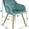 41pWLwONgBL._AC_.jpg TecTake 800861 Lot de 2 Chaises de Salle à Manger Effet Velours Scandinave Pieds en Acier Dorés Élégant avec Accoudoirs – Diverses Couleurs (Turquoise)