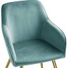 41rVNhJAKlL._AC_.jpg TecTake 800861 Lot de 2 Chaises de Salle à Manger Effet Velours Scandinave Pieds en Acier Dorés Élégant avec Accoudoirs – Diverses Couleurs (Turquoise)