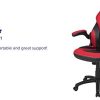 Flash Furniture Chaise de Jeu à Dossier Haut, Fauteuil de Bureau Ergonomique, avec accoudoirs réglables et Tissu en Maille, idéale comme Chaise de Joueur, pour la Maison et Le Bureau, Rouge