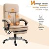 Vinsetto Fauteuil de bureau direction massant hauteur réglable dossier inclinable repose-pied coussin lombaires revêtement synthétique beige