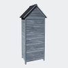 41wRIQgX5oL._AC_.jpg WilTec Armoire de Jardin en Bois Gris 77x53x179cm avec Porte & Toit en Pente avec Isolation bitumineuse