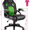 41whhjElHqL._AC_.jpg TecTake 800770 Chaise Fauteuil Siège de Bureau Hauteur Réglable Sportive Gamer - diverses Couleurs au Choix - (Noir-Vert | No. 403455)