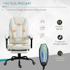 Fauteuil de Bureau Direction massant Chauffant Hauteur réglable Dossier inclinable Repose-Pied + Coussin lombaires intégrés revêtement synthétique (Blanc)