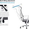 41yzDMSZEL._AC_.jpg Allguest Chaise de Bureau Ergonomique avec Filet Respirant, Soutien Lombaire réglable, Dossier Haut, Coussin en éponge, Angle de Dossier réglable Certification EN1335, Blanc