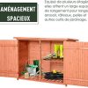 512RZToaQjL._AC_.jpg Outsunny Armoire de Jardin sur Pied Double Porte étagère et Toit bitumé relevable dim. 128L x 50l x 90H cm Bois Sapin pré-huilé