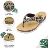 514P16lNjS._AC_.jpg PERLETTI Tongs Femme Chic à la Mode avec Paillettes Animalier - Sandales Confortables Été de Maison Piscine Plage - Flip Flops Motif Léopard Noir Doré - Mules Plates Antidérapantes