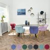 515eOGQKxwL._AC_.jpg TecTake 800861 Lot de 2 Chaises de Salle à Manger Effet Velours Scandinave Pieds en Acier Dorés Élégant avec Accoudoirs – Diverses Couleurs (Turquoise)
