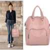 UTO Femme Sac à Dos Sac Porté épaule Sac porté Main en Multi-Façon Mode Vogue Similicuir PU Cuir Doux Rose