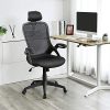 517YVKbsyOL._AC_.jpg SONGMICS Siège de Bureau Pivotant, Fauteuil Ergonomique en Maille Respirant, avec accoudoir Pliable en Mousse, Appui-tête réglable, OBN51BK