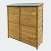 51Ae0RtKGqL._AC_.jpg WilTec Armoire de Jardin 2 Portes 1350x500x1540 mm Bois d’épicéa Toit Goudron Armoire Outils Remise Jardin