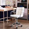 51AzlsA2buL._AC_.jpg Yaheetech Chaise de Bureau Fauteuil pour Chambre Siège à roulettes Pivotant Réglable Capacité Max.120kg avec Dossier Accoudoir Blanc