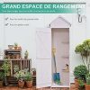 51CB-dRE9L._AC_.jpg Outsunny Armoire abri de Jardin Remise pour Outils 3 étagères Porte loquet Toit Pente bitumé 68L x 65l x 214H cm pin Massif traité Blanc