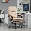 Vinsetto Fauteuil de bureau direction massant hauteur réglable dossier inclinable repose-pied coussin lombaires revêtement synthétique beige