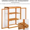 51FQdROs8-L._AC_.jpg Outsunny Mini Serre de Jardin 3 Niveaux dim. 76L x 47l x 110H cm Double Porte Toit ouvrant Bois Sapin lasuré Polycarbonate