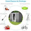 51Gqdm0DsxL._AC_.jpg RELAX4LIFE Abri de Jardin en Acier Galvanisée 238 x131x181cm, Cabane de Jardin des Outils en Tôle Galvanisée avec 4 Bouches de Ventilation, 2 Portes Coulissantes, Toit Incliné, Utilisation Extérieur