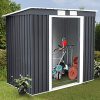 51ILFWVezgL._AC_.jpg Costway Abri de Jardin en Métal Cabane à Outils en Tôle Galvanisée avec Porte Coulissante et Deux Fenêtres de Ventilation 213 x 130 x 173 cm Gris