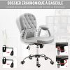 51J3c2xGqL._AC_.jpg HOMCOM Fauteuil chaise de bureau style contemporain hauteur réglable roulettes pivotant velours 60 x 61 x 95-105 cm gris
